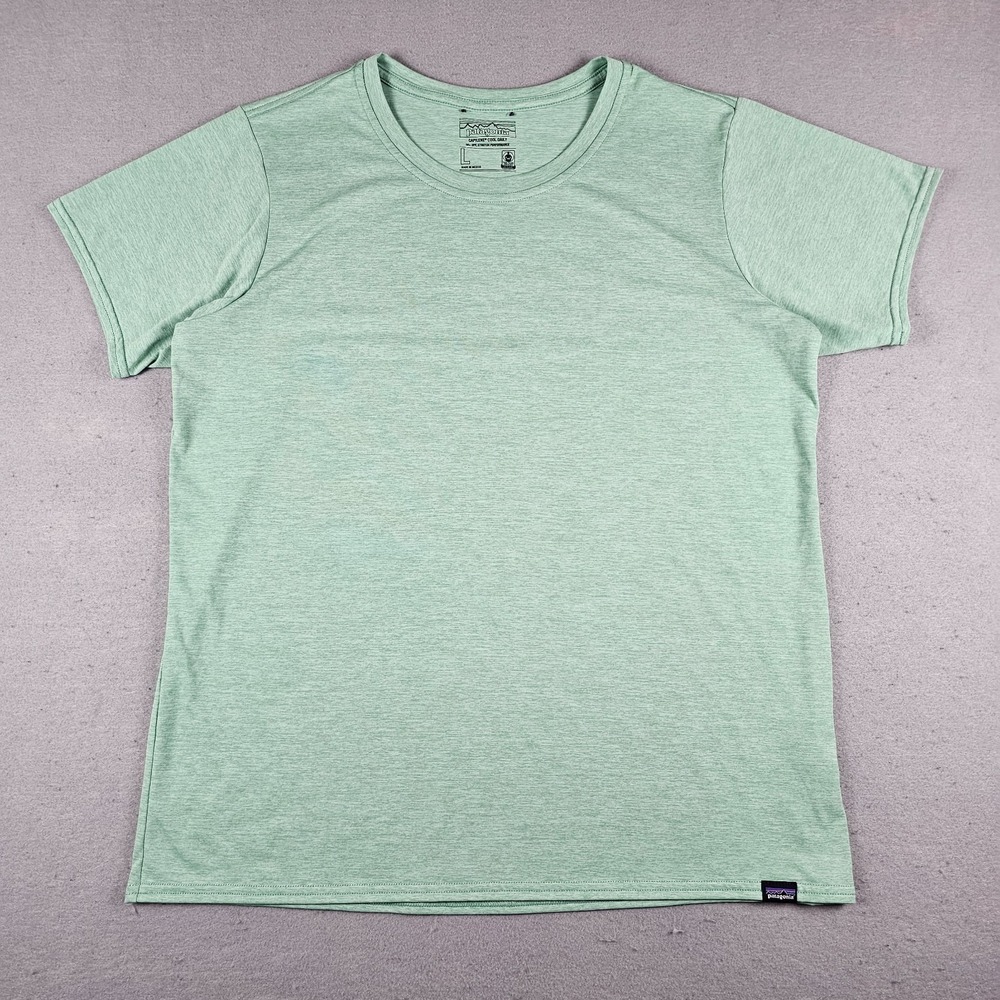 Patagonia Capilene Cool Daily Shirt Womens Large Green Short Sleeve UPF Stretch